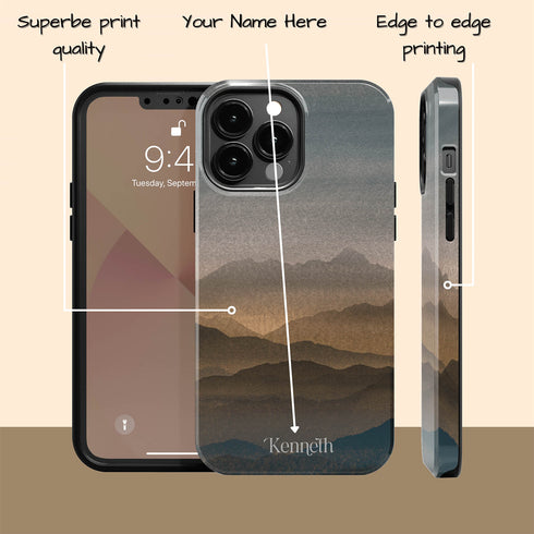 Watercolor Landscape Personalized Name iPhone Case